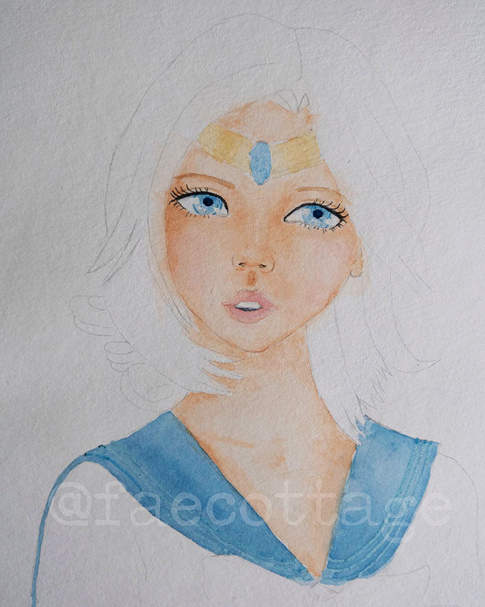 Watercolor painting in progress