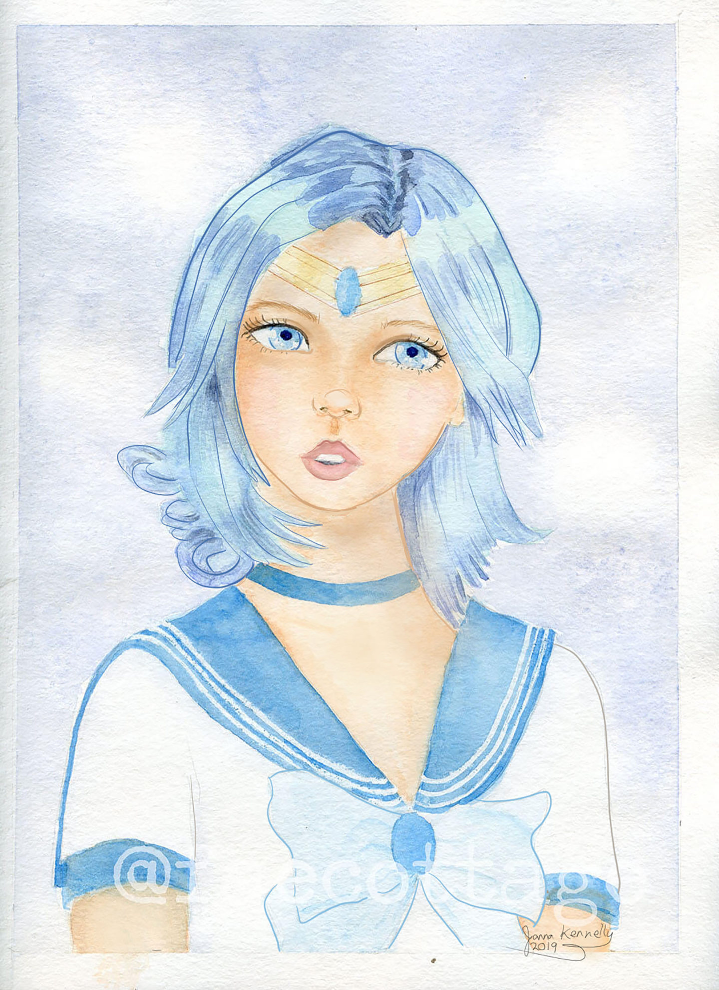 Finished watercolor of sailor moon, 