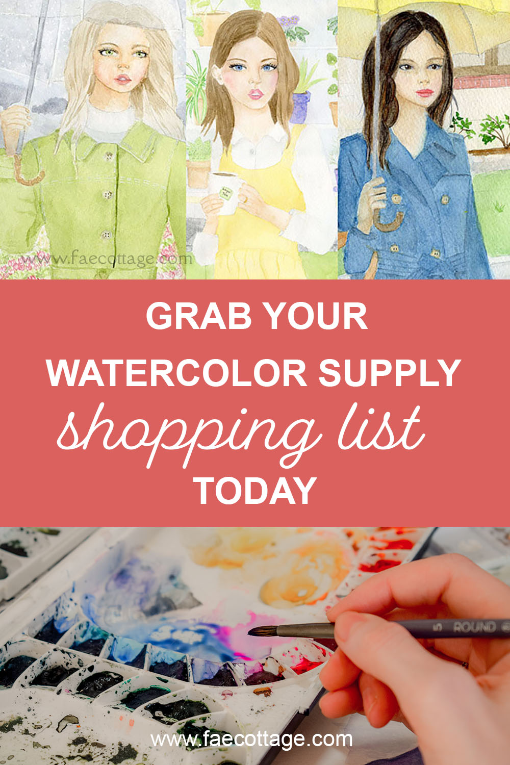 Freebee. Grab your paint with watercolors supply shopping list today!